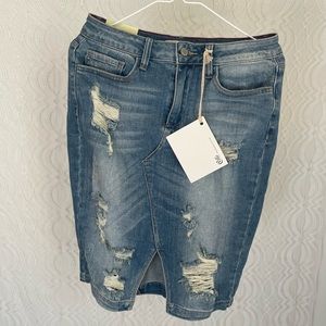 Cello Jeans distressed denim skirt